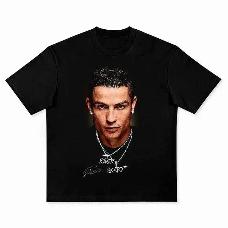 2026 Hot Selling Summer 100 Pure Cotton Unisexs Portrait Printed Fan Round Neck Short Sleeved Street Neutral Casual Retro Tshirt