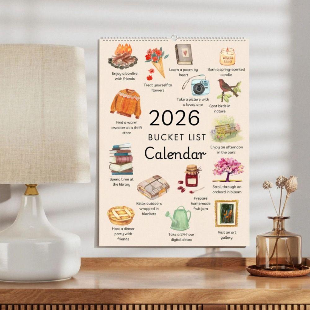 Notes Planning 2026 Wall Calendar Simple Style Desktop Calendar Premium Bucket List Calendar  Gifts