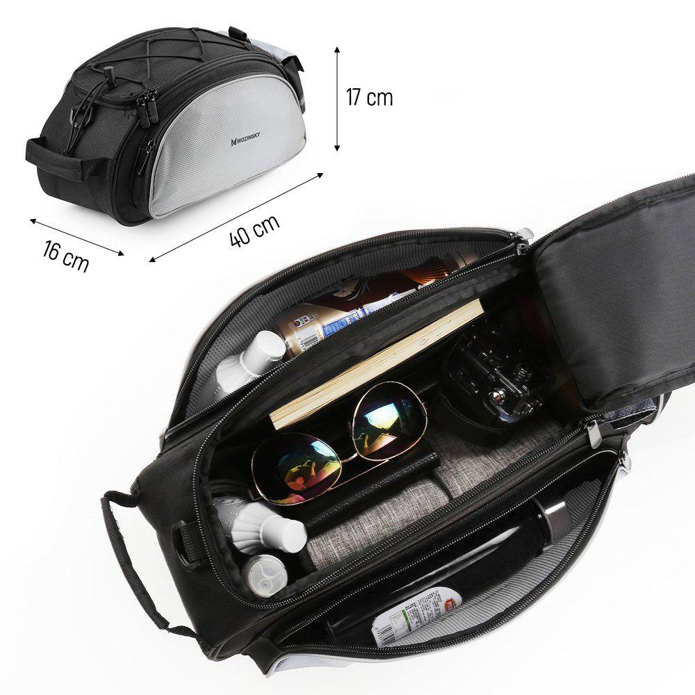 Bicycle trunk bag with shoulder strap 13l black
