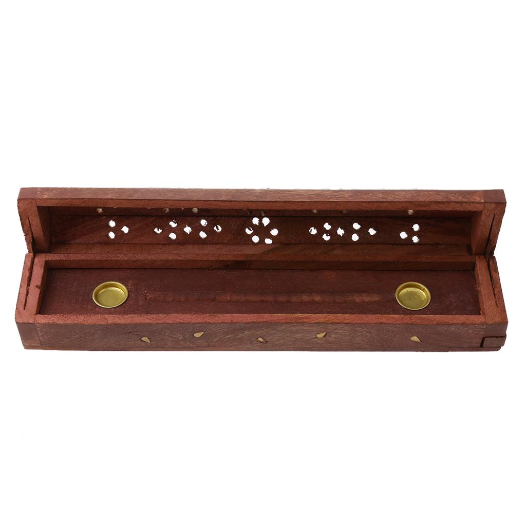 Handmade Wooden Incense Burner Inlay Work Cone Ash Holder Hollow Out Aromatic Incense Stand for Meditation Spirituality