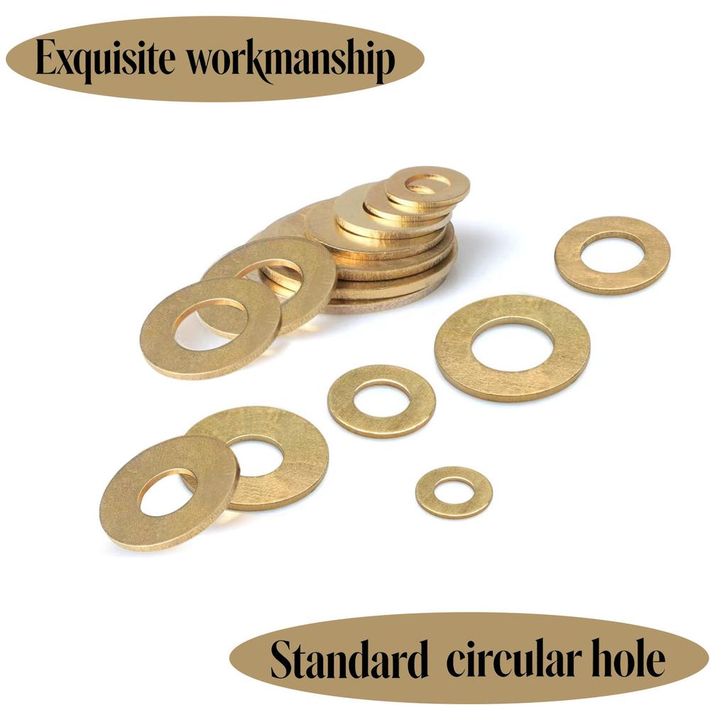 10-200Pcs Brass Flat Washer M2 M2.5 M3 M4 M5 M6 M8 M10 M12 M14 M16 M18 M20 Solids Brass Gasket Shim Coppers Metal Meson Pad Spacer