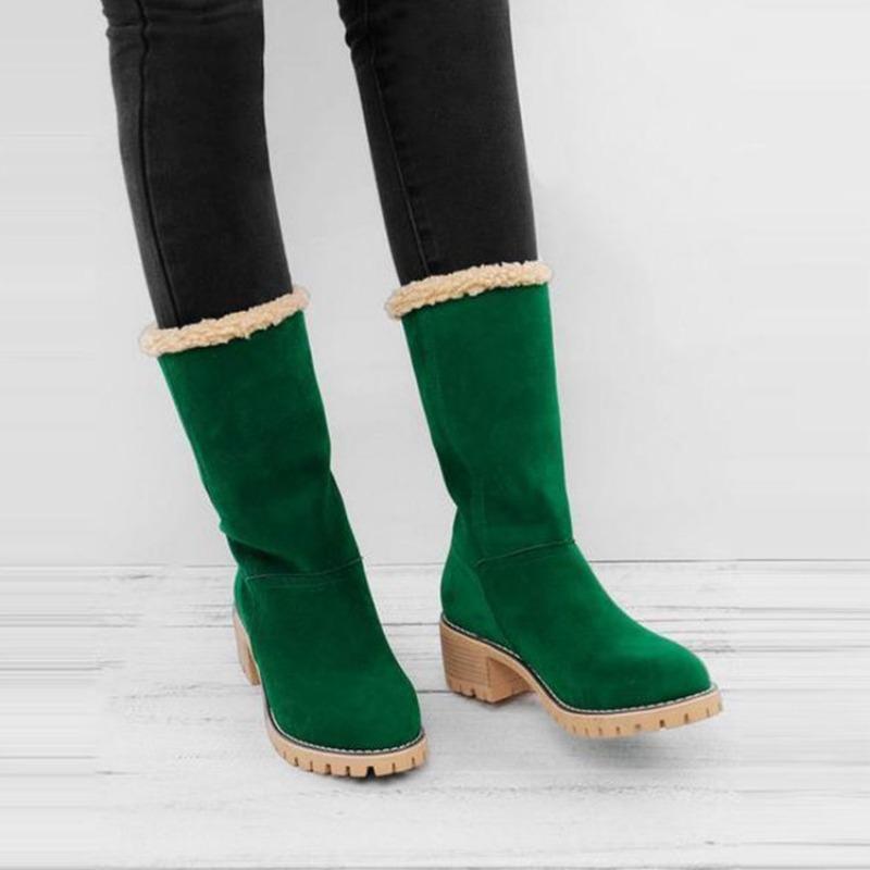 Large Size Snow Boots Women's Cotton Boots Women's Thickened Thick Heel Thick-soled Lamb Wool Cotton Boots Two Women's Boots