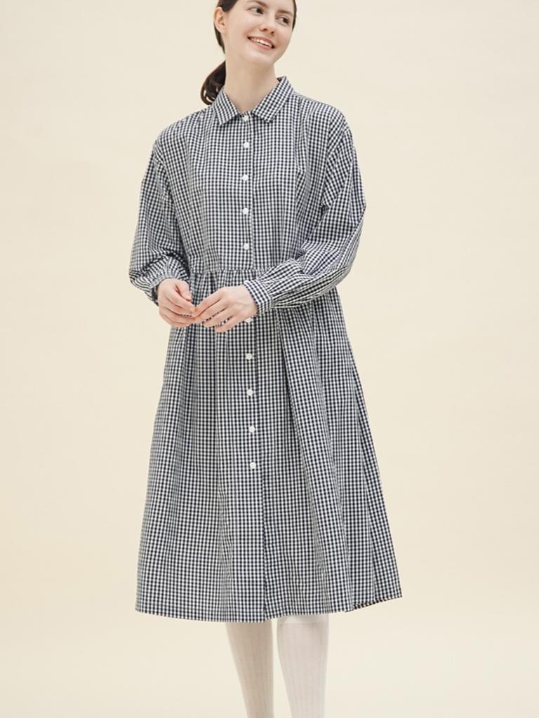 Chikita Check Shirt Dress Navy 251204Cnv