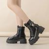 Fashion New Women's Biker Boots Patent Leather Breathable Zipper Lolita Platform Boots Autumn New Retro Gothics Botines Chelsea