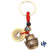1Pc Vintage Pure Handmade Lucky Cat Car Keychain Lucky Cat Five Emperors Money Keychain Feng Shui Coins Solid Lucky Key Ring