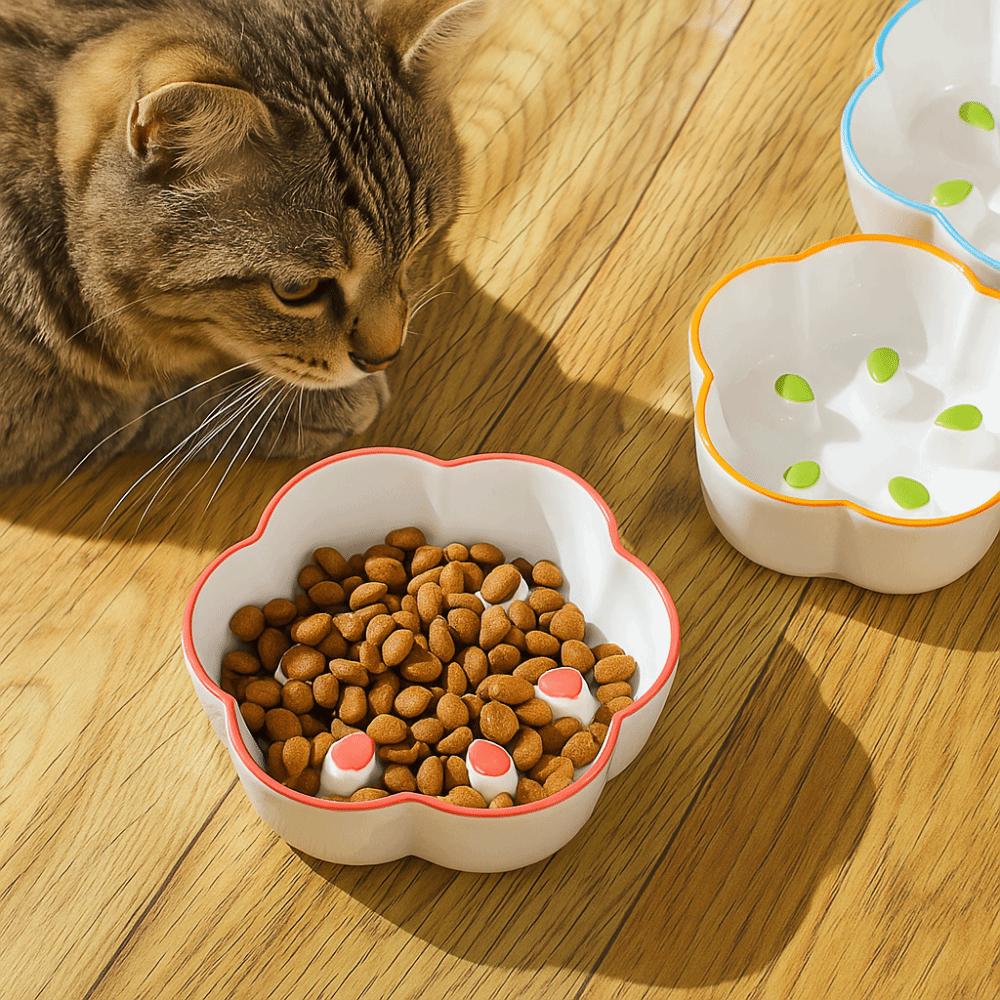 Neck Guard Slow Feeder Bowl Large Diameter Cat Water Bowl Ceramic Raised Pet Bowl  Household Use