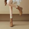 Krazing Pot Cow Suede Nubuck Autumn Winter Shoes Med Heels Size 42 Modern Boots Round Toe Zipper Tassel Ankle Boots