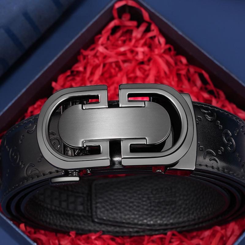 Men'S New Belt Leather Travel Business Belt Simple Casual Versatile Automatic Buckle Belt Premium
