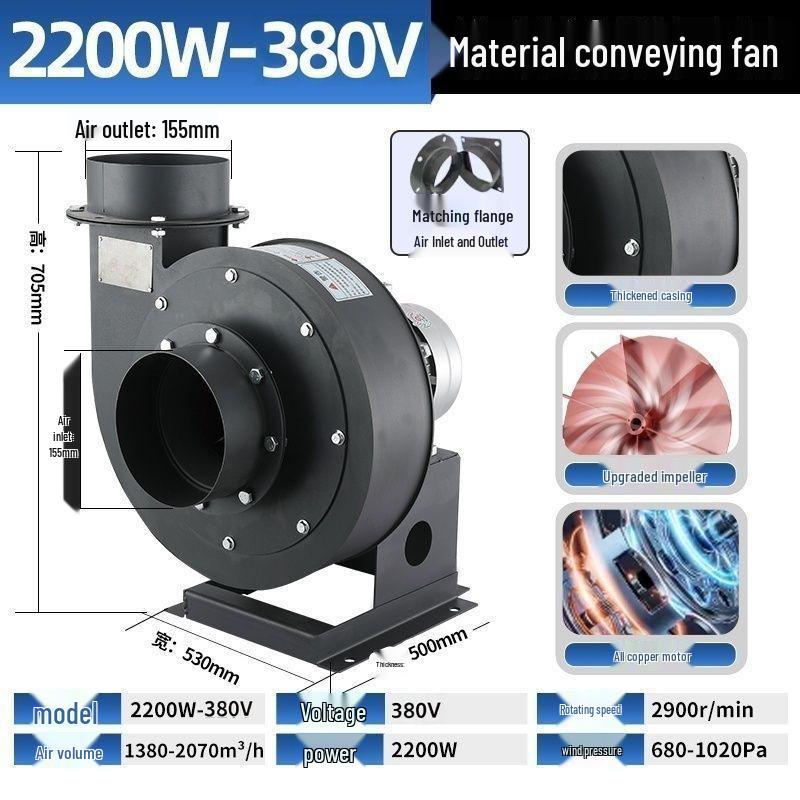 Silent High-Temperature Dust Extraction Fan for Woodworking and Construction