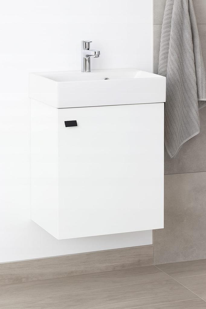Wall-Mounted Bathroom Cabinet with Sink, Gloss with Handle, Elara
