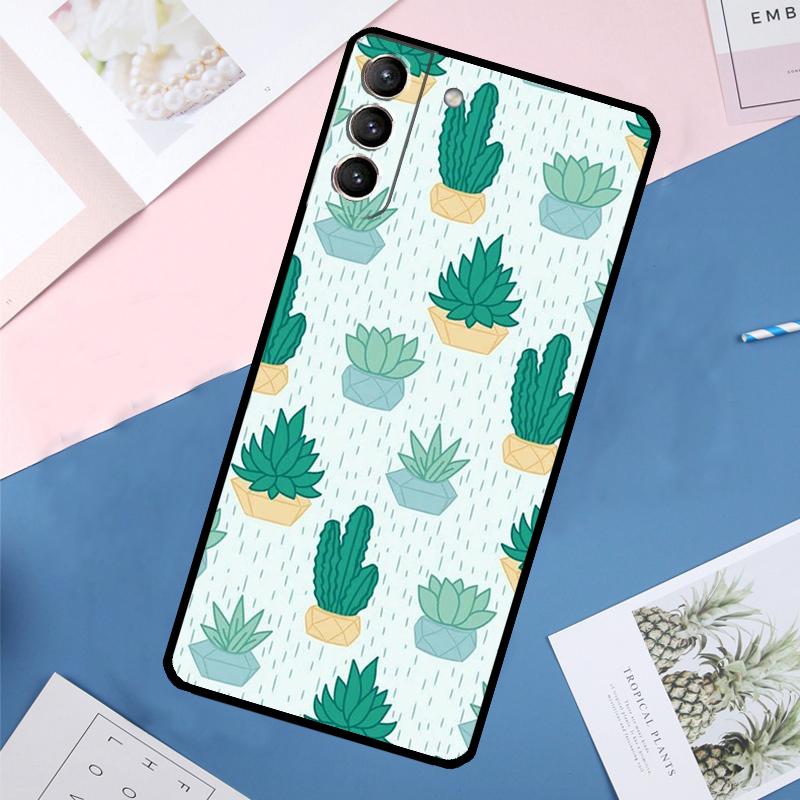 Cactus Pattern Case For Samsung Galaxy S25 Ultra S24 S23 S22 S21 Ultra S9 S10 Plus S23 FE S25 FE Back Cover