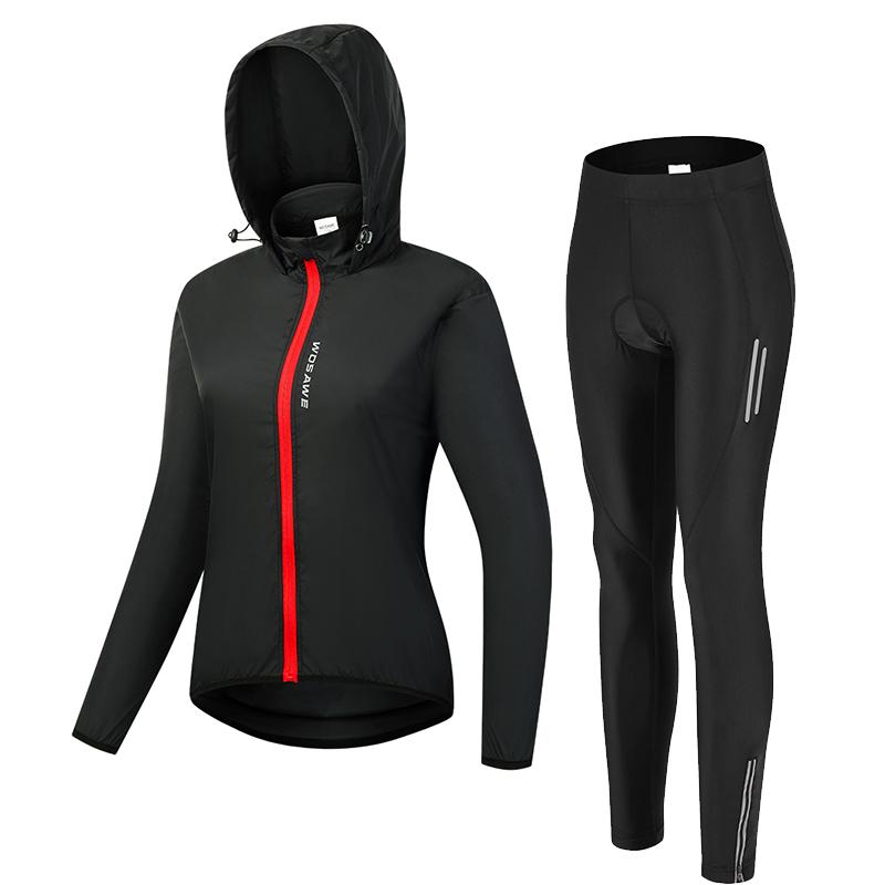 

Комплекты для велоспорта WOSAWE MTB Велосипедная спортивная одежда Куртка с капюшоном Брюки с гелевой подкладкой S чёрный