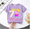 summer T-shirt Peppa Pig 1-8 years old children' Polyester short-sleeved boys' sports shirt, girls' casual top with digital print