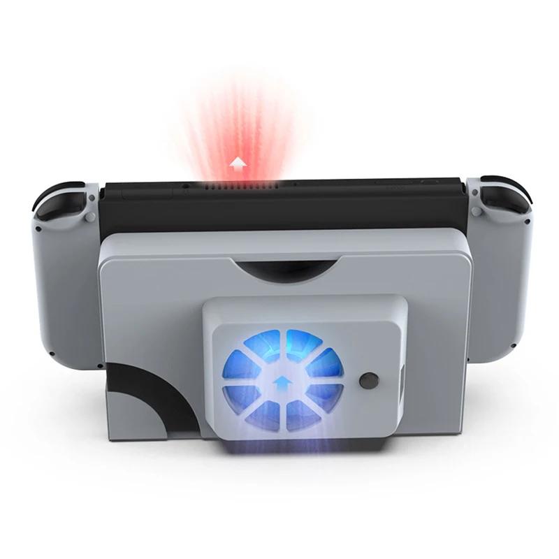 Cooling Fan OLED Accessor for Switch OLED Original Stand Game Console Dock Cooler with LED Fan USB for Nintendo Switch
