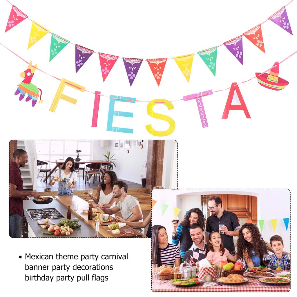 2 st Mexiko Dragflagga Mexikanskt Tema Banner Girlang Dekor Fiesta Party Tillbehör Dekoration Krans