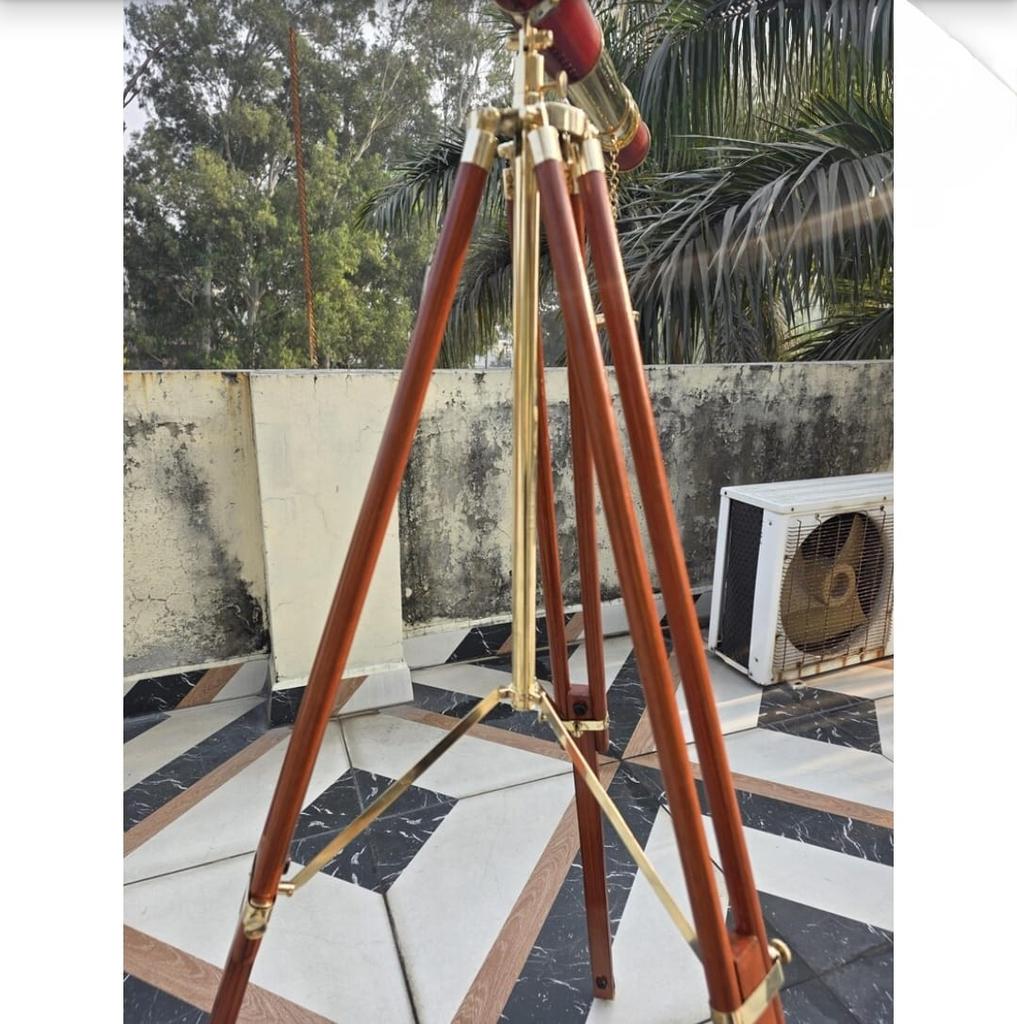 Luxury Vintage Brass Telescope with Wooden Tripod Nautical Home Decor Explorer Gift Office & Library Display
