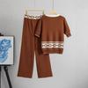 Women's Summer Knit Top & High-Waist Pants Set