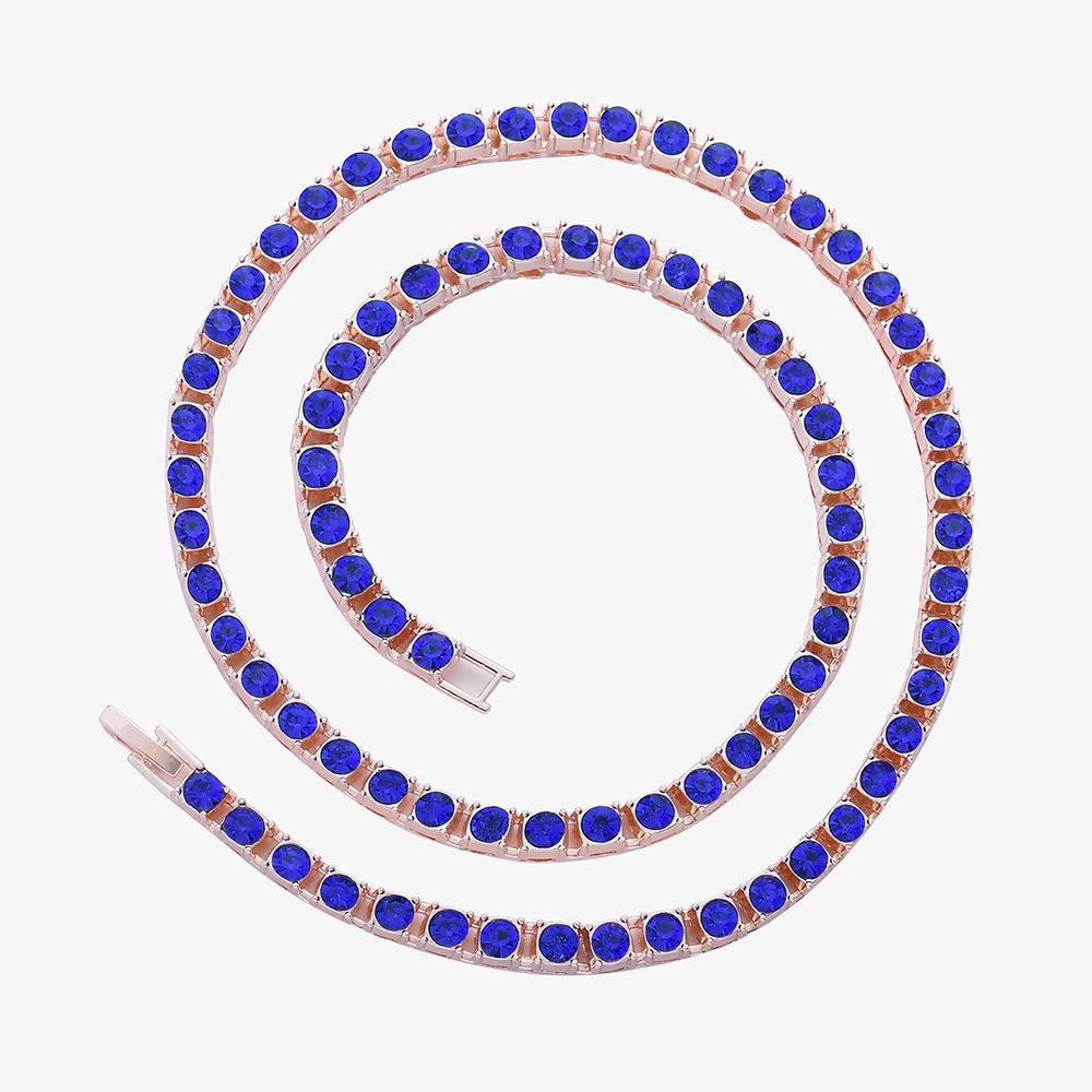 Hip Hop Rhinestone Necklace Premium Tennis Necklace Trendy Brand Men S Light Luxury Blue Diamond Necklace
