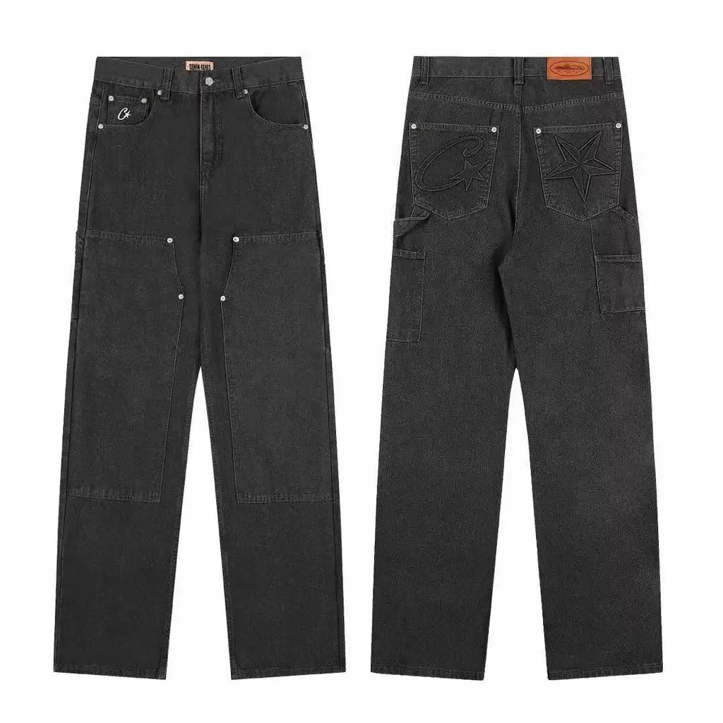 DRIPX Waed Vintage American Style Jeans Loose Straight Casual Long Trousers for Men Durable Denim Mid Waist Zipper Fly Autumn Wear