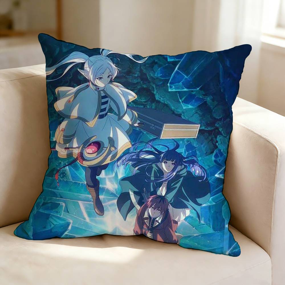 Anime FFrieren BBeyond Journeys End  Square DoubleSided Printed Pillow Case Bedroom Bedside Pillow Sofa Cushion Cover