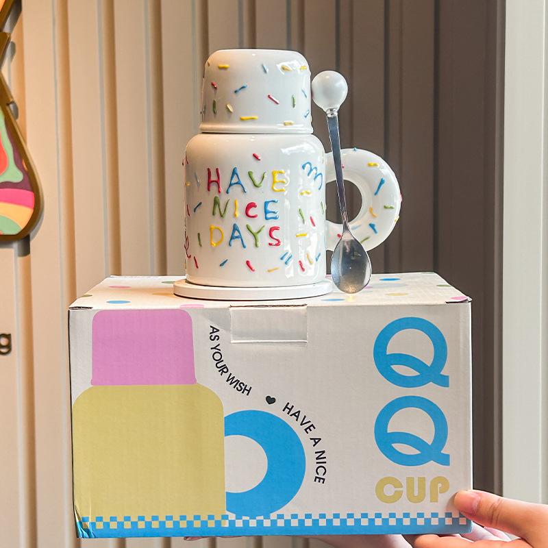 Süßer Zucker-Nadel-Keramikkrug für Mädchen, hochwertiger Wasserkocher mit großem Fassungsvermögen, Kaffeetasse, Geburtstagsgeschenk, Souvenir