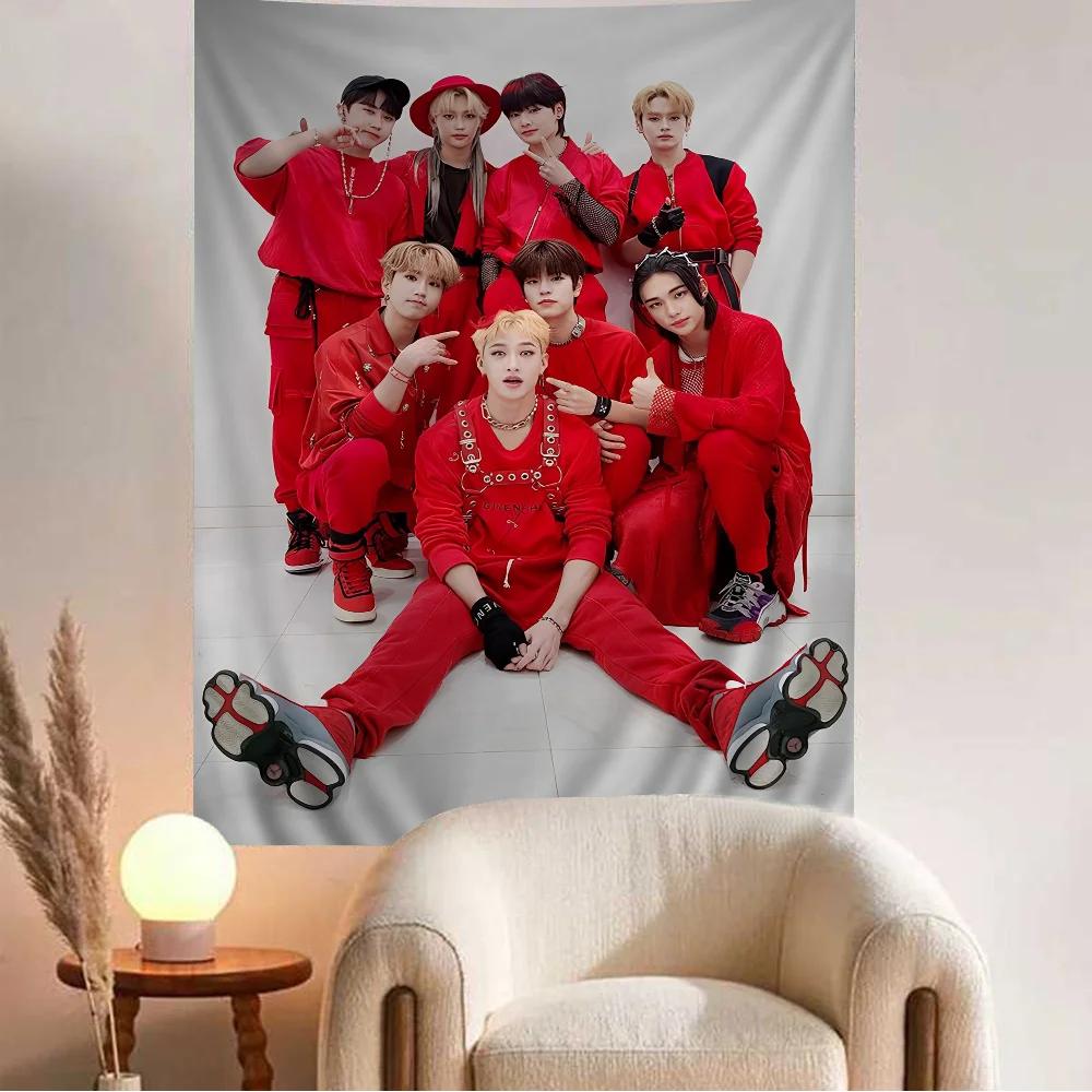 K-kpop Stray Kids Printed Large Wall Tapestry Cheap Hippie Wall Hanging Bohemian Wall Tapestries Mandala Home Decor