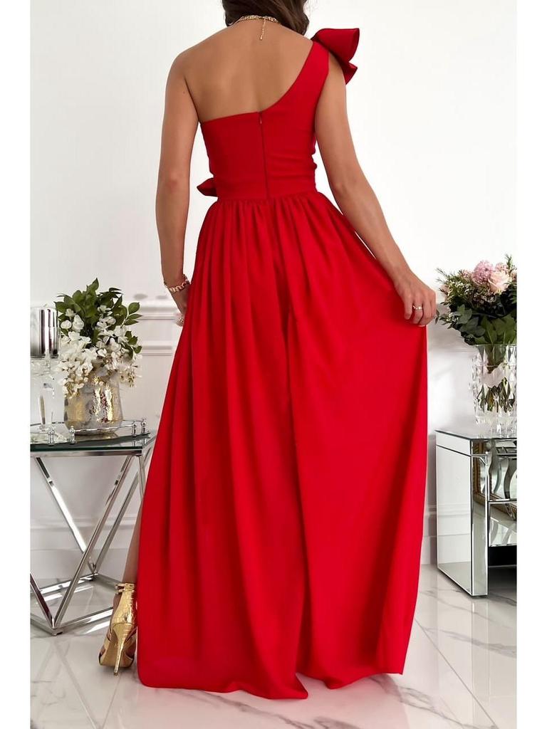 2022 Sleeveless Ruffle Hem Slit Dress - European & American Women's Style