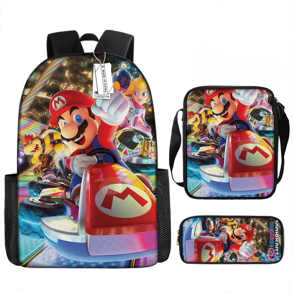 Mary Backpack Brothers Student School Bag Cartoon Anime Backpack Three-Piece Set