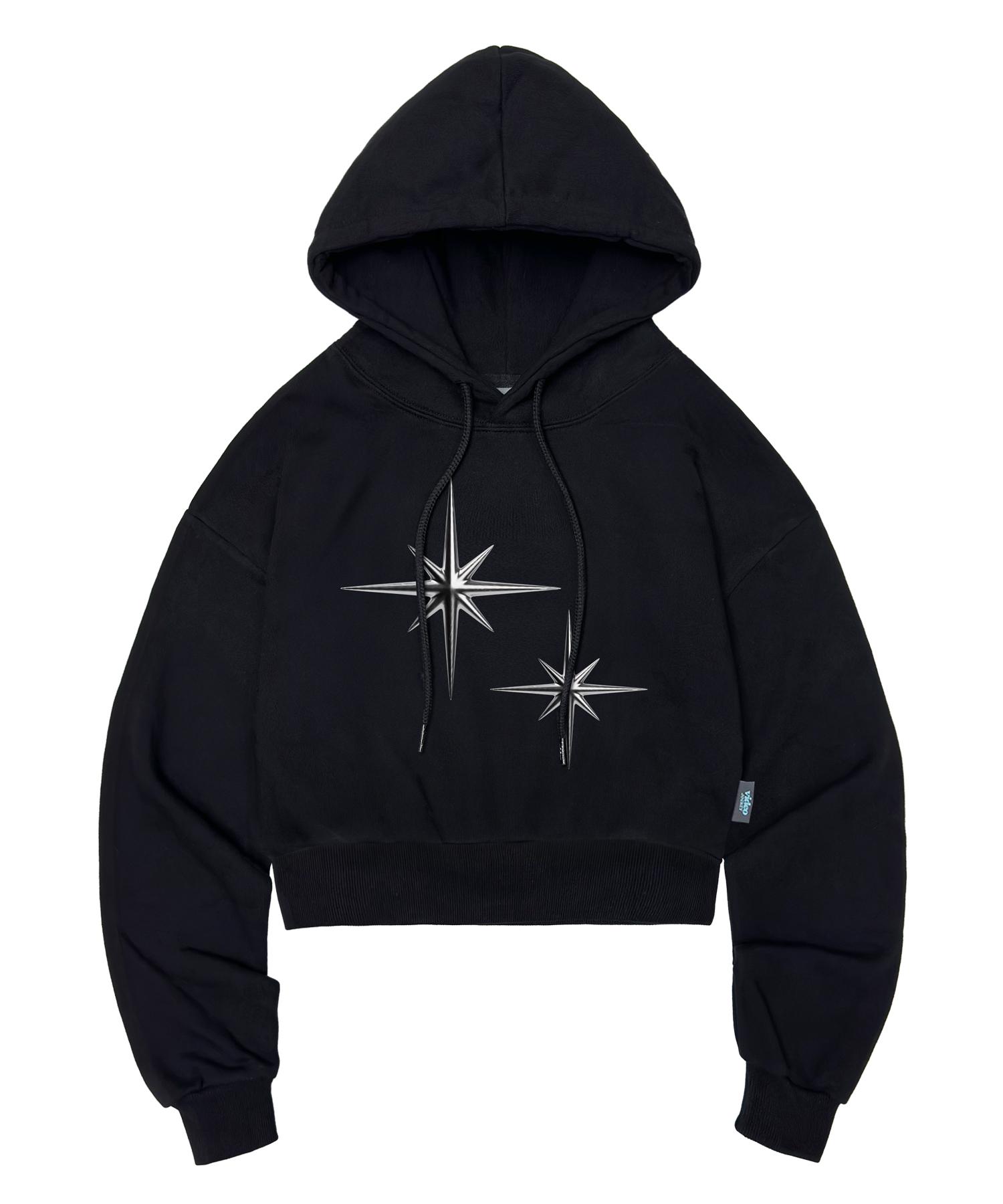 Video Jaki Starry Night Sky Crop Hoodie [Black] Black/Free
