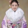 Japanese Coming of Age Ceremony Shawl Blue Fox Furisode Kimono Japanese Fur SAGA Stole Comes with Box [Hayashiguchi] (FS0046)