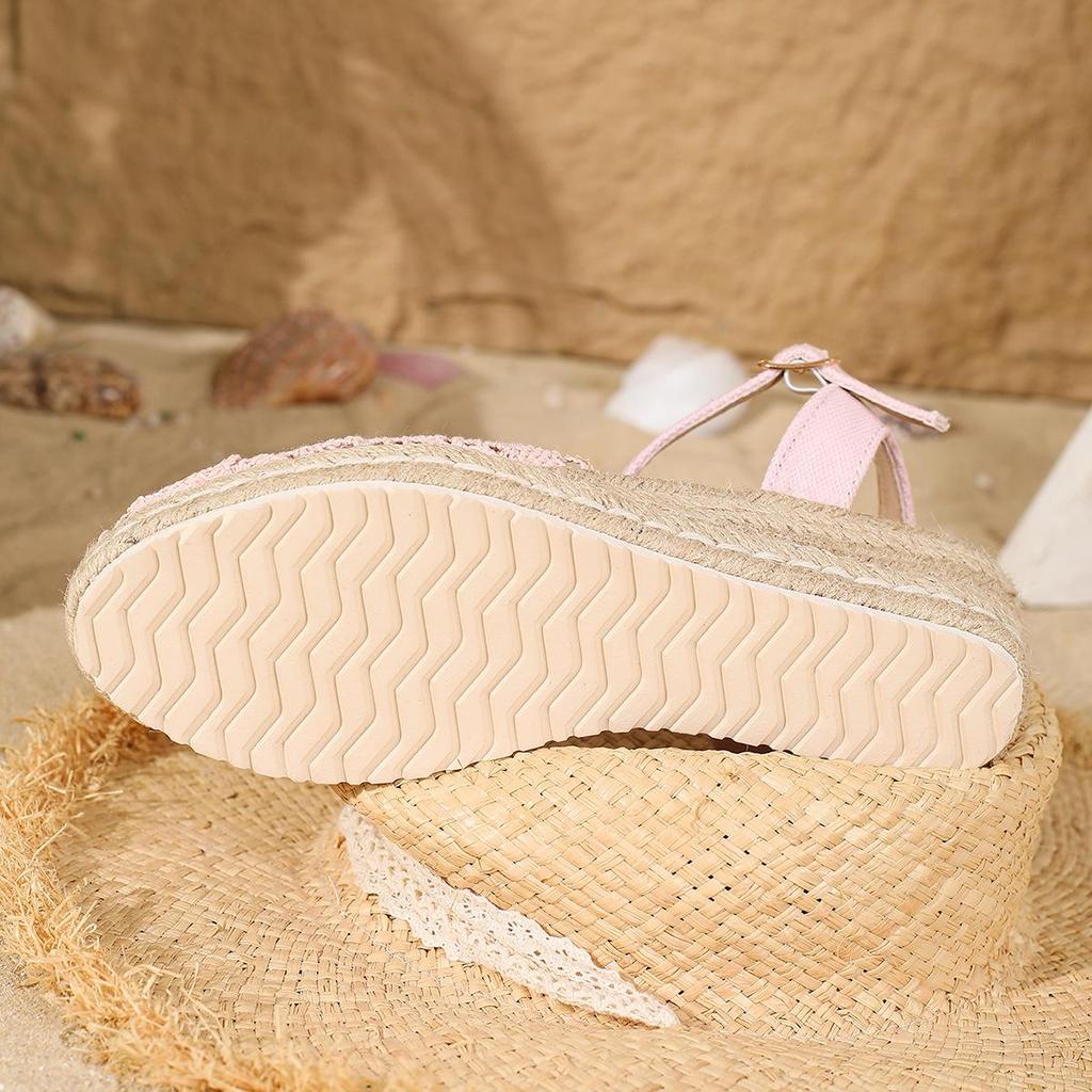 Women's Breathable Wedge Espadrille Buckle Sandals - Fashionable Plus Size Thick Sole Sandals