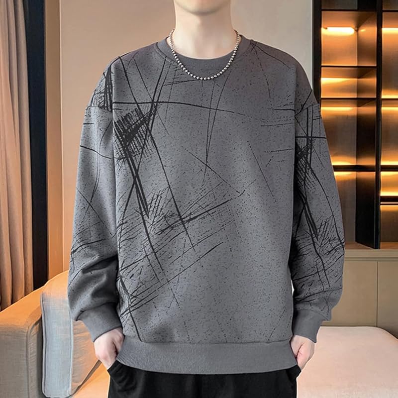 [ODFMCE] trainer men's spring long sleeve casual Fashionable Relaxing big size (JP, alphabet, 3XL, gray)