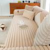 Winter Warm Stripe Thicken Immitation Rabbit Fur Plush Sofa Cover Non-Slip Couch Cushion Slipcover Towel Living Room Sofa Blanket L Shaped Sofa Cove