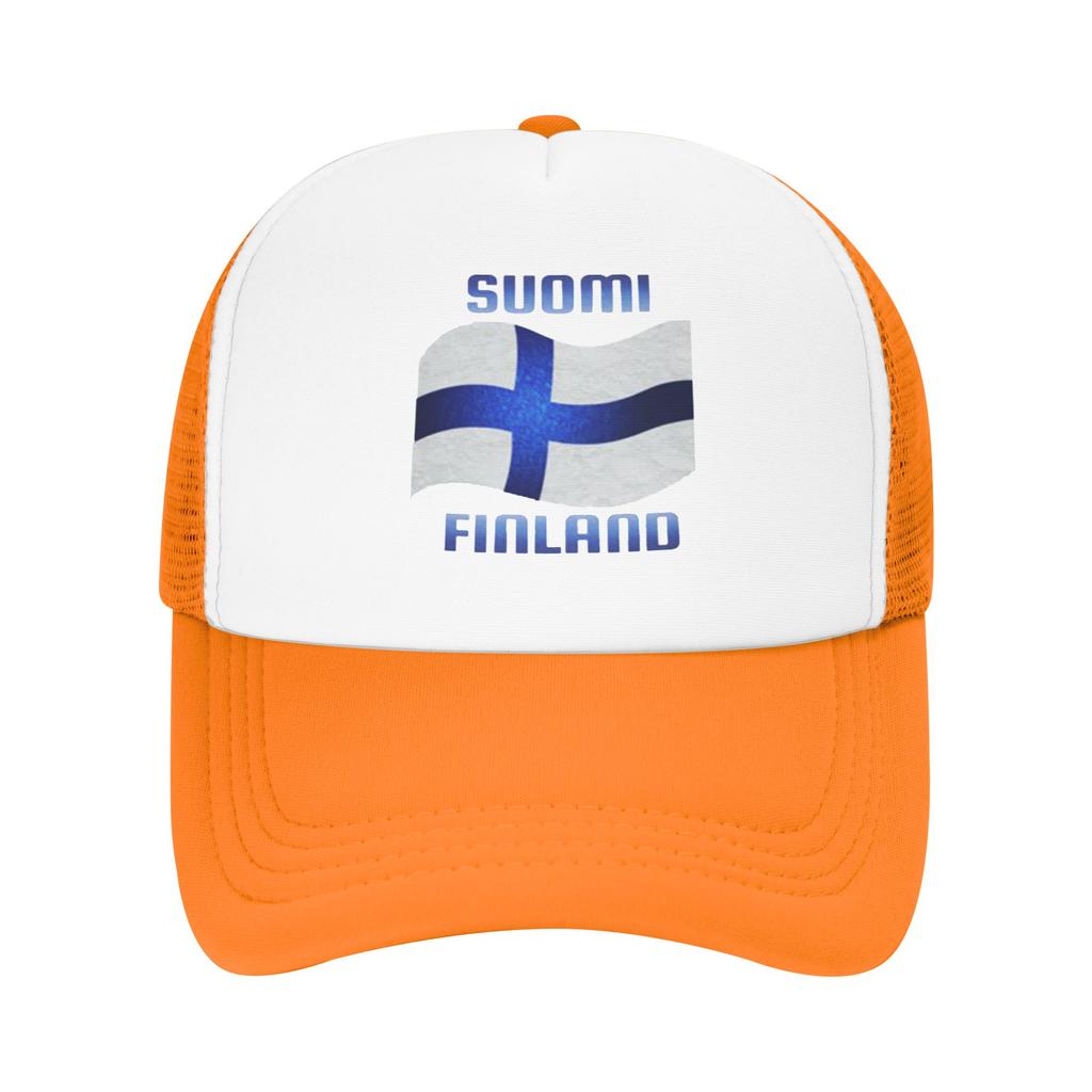 Finnland Flagge Finnland Blaues Kreuz Wandern Mesh Baseballkappen Für Damen Erwachsene Weiblich Strand Papa Hüte Hip Hop Trucker Cap