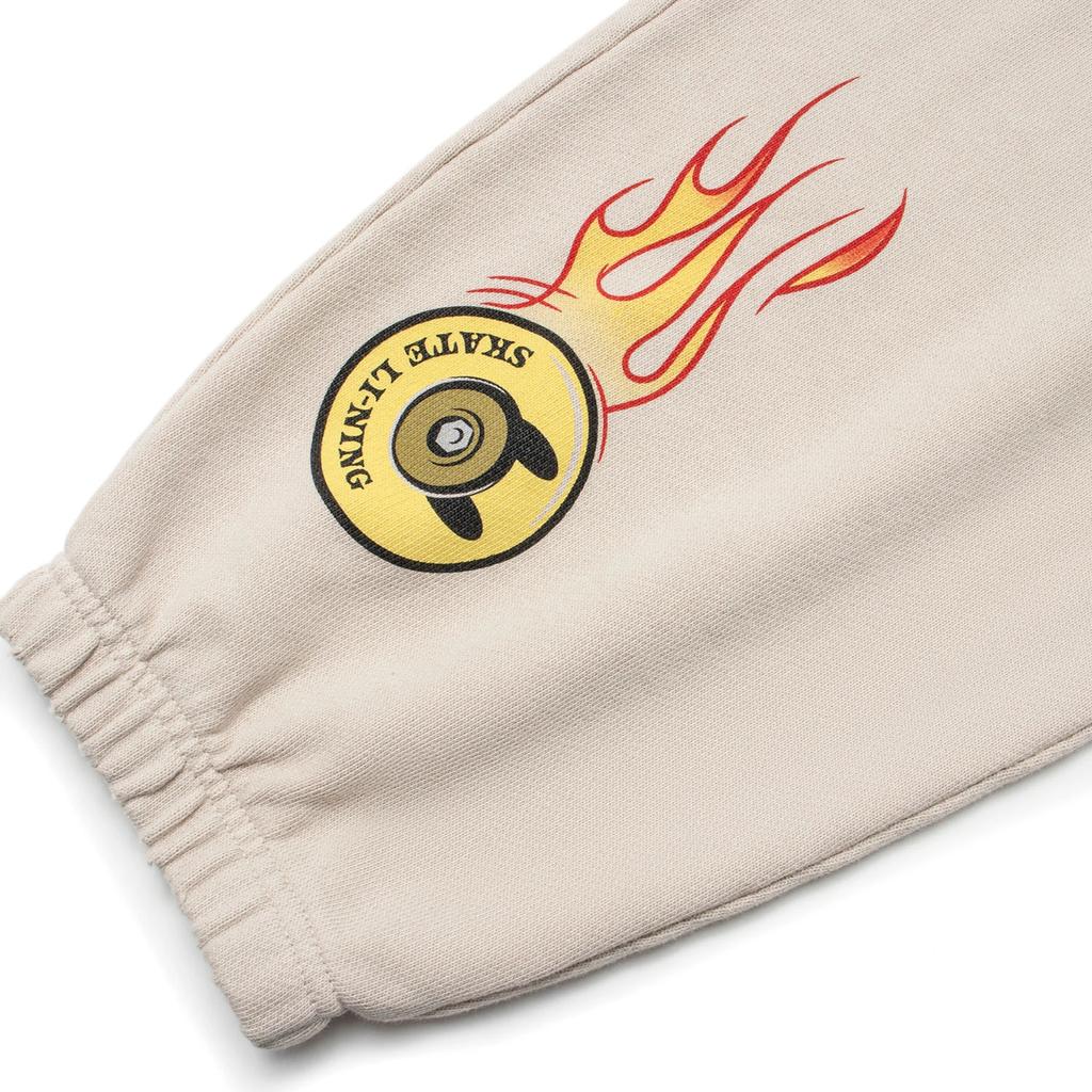 Li Ning X OG Slick Collaboration Letter Pattern Printed Cuffed Knitted Sports Pants Men Bottoms Oatmeal-Gray AKLT689-2