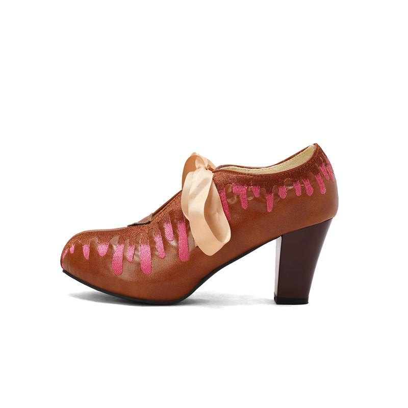 Women's high-heeled single shoes are comfortable and versatile thick-heeled large-size low-top shoes.