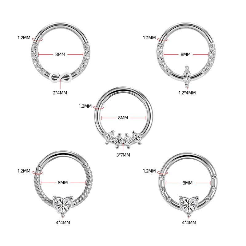 2023 Trendy Stainless Steel Rhinestone Zircon Nose Ring - Elegant Fashion for Women