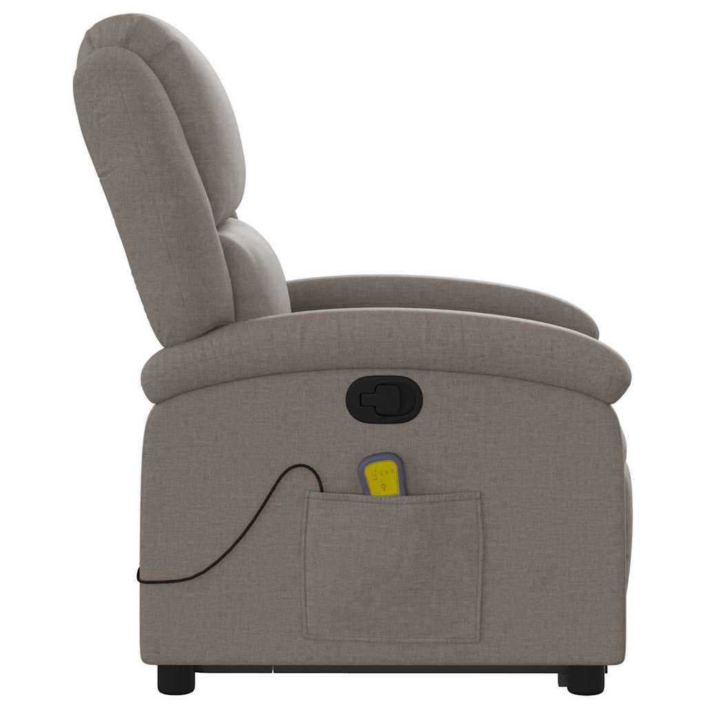Massage Recliner with Rising Function Taupe Fabric