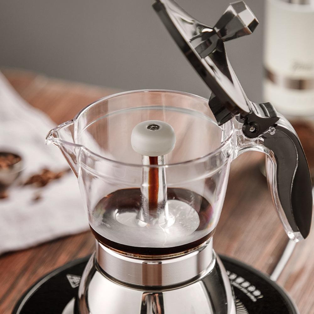 4/6 Cups Visible Moka Pot Transparent Pot Body Espresso Italian Coffee Machine Gift