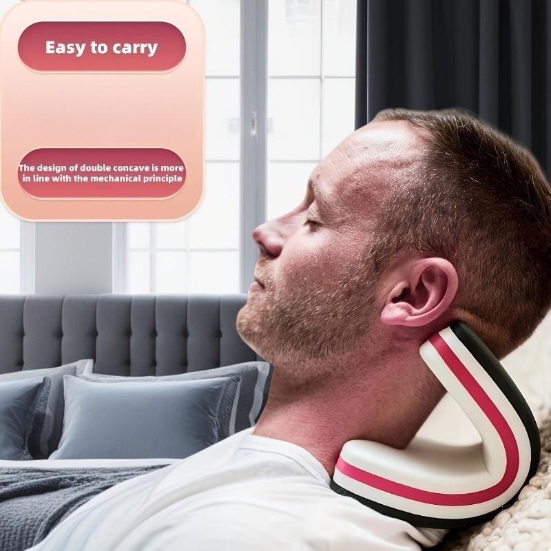 Portable Orthopedic Neck Stretcher Cervical Traction Pillow with Soft Foam for Spine Alignment Sleeping Use