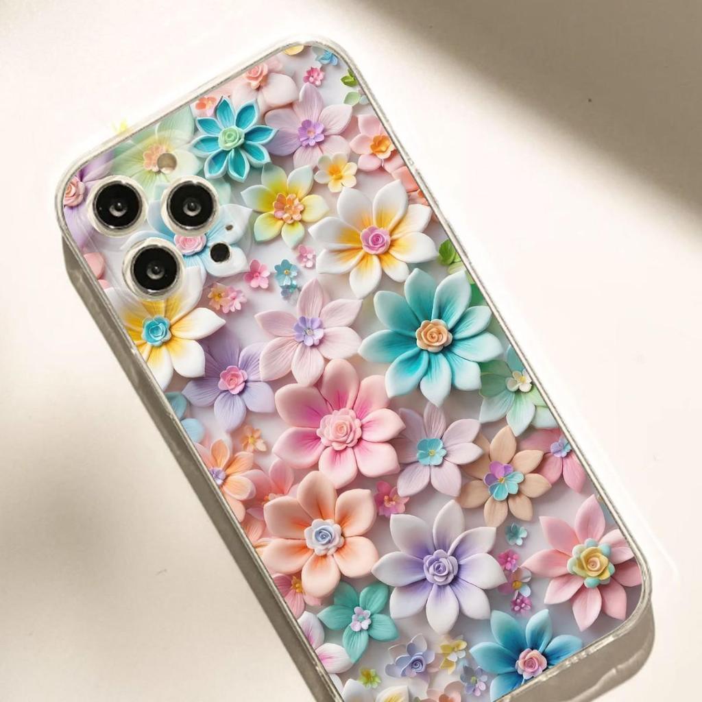 Stoßfeste Transparente Mehrfarbige Florale Hülle für iPhone 14/15/16/17 Pro Max