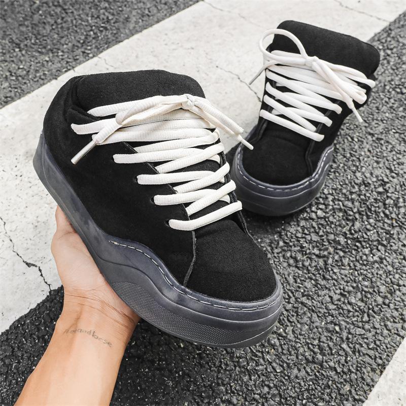 

Bread shoes winter thickened niche trendy shoes retro American platform casual board shoes X 39 чёрный