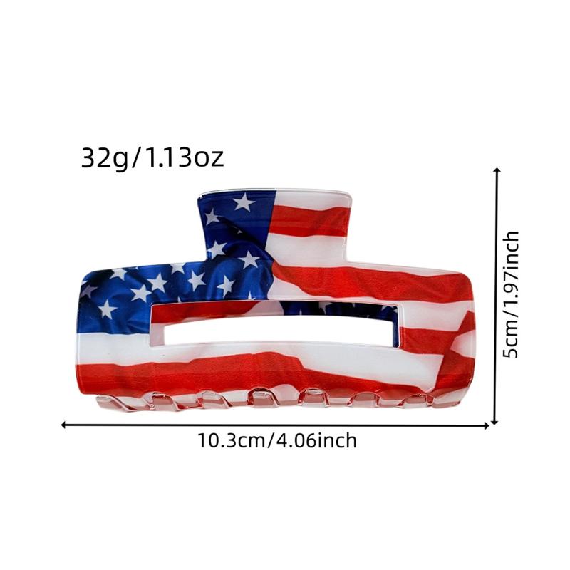 Usa Flag Heart Star Hair Claw Clips Patriotic Acrylic Hair Claws For Women Girls Independence Day Party Daily Hair Accessories