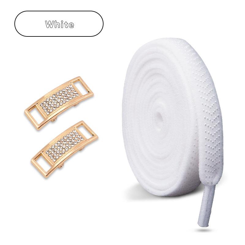 Elastic Laces Sneakers Tennis No Tie Shoe Laces Gold Diamond Buckle Shoelaces Without Ties Flat Shoelace for Shoes Accessories