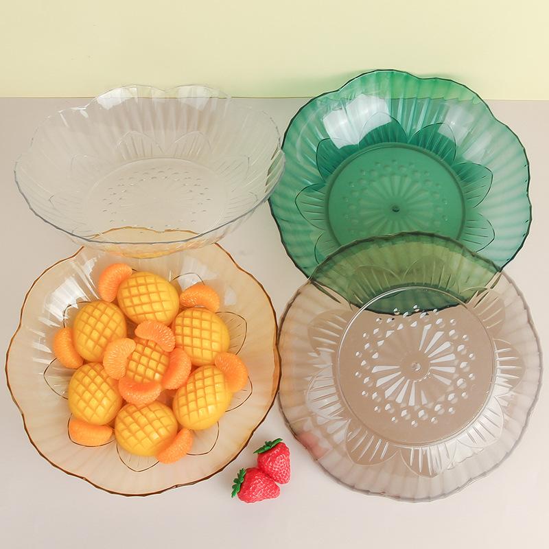 Light Luxury Style PET Fruit Plate Home Living Room Coffee Table Fruit Plate High-end Flower-shaped Dried Fruit Plate Candy Box Plate