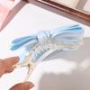 Sweet Satin Bow Hair Clip Solid Color Women Hairpin Fashion Bow Ribbon Hair Clip  Headdress