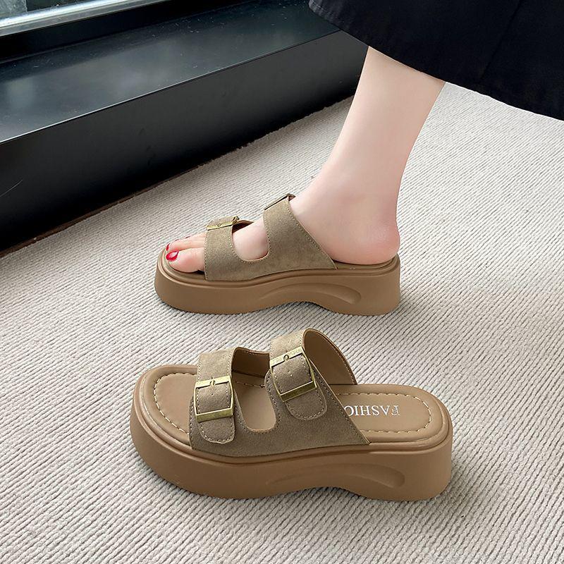 Damen Retro Sandalen mit weicher Sohle und einem Riemen - "Step on Shit" Outdoor Flats vom Influencer