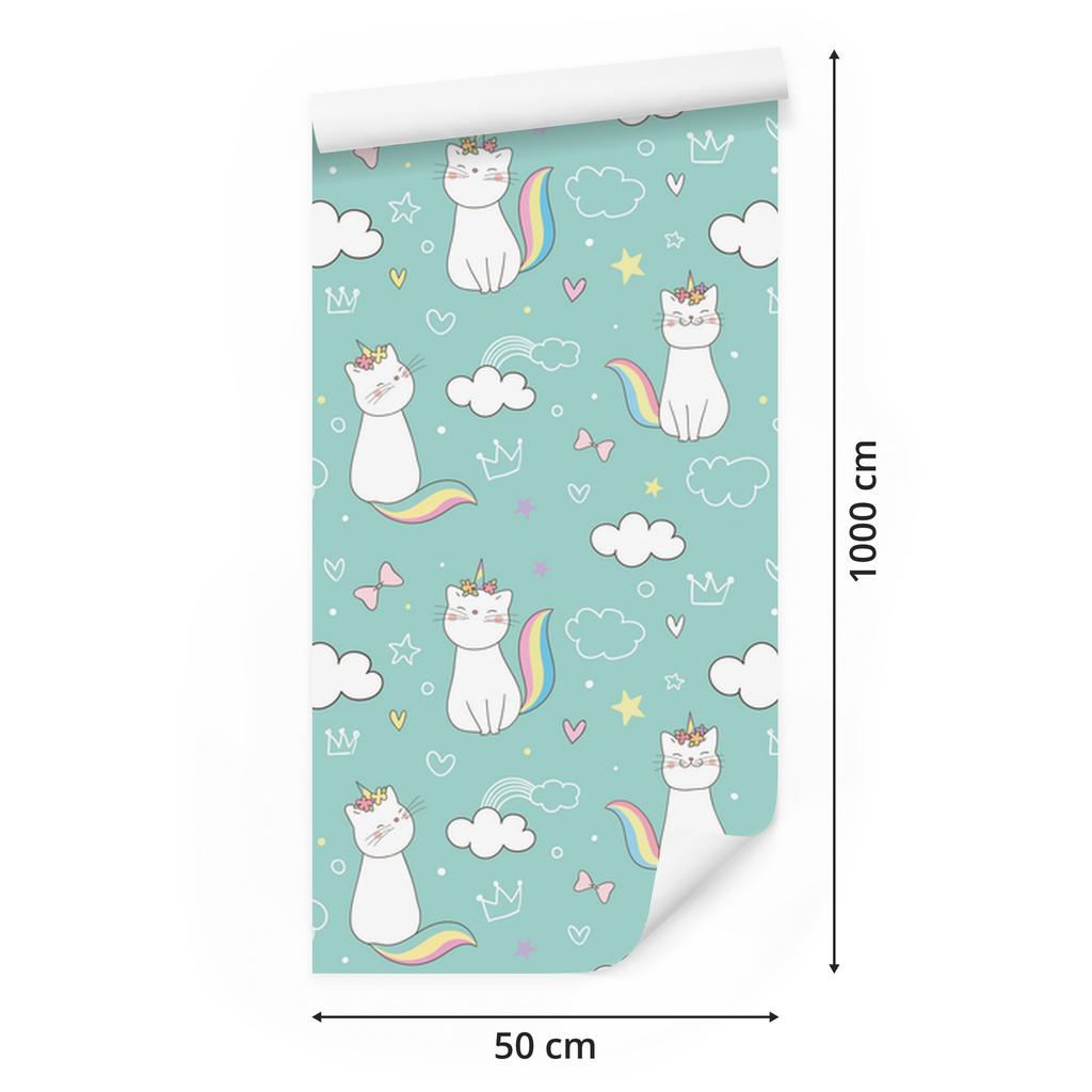 Rainbow kittens wallpaper for living room and bedroom 50x1000