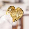 Huitan Geometric Shaped Women Ring Luxury Gold Color Wedding Lady Fashion Accessories Party Charming Jewelry Full Shining CZ