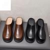 Luxury Leather Platform Man Half Slippers with Heels Genuine Leather Summer Wedding Business Social Shoes Outside Sandals